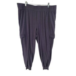 Any Body Women's Cozy Knit Wide Leg Jogger Pants Gray Size XLT Casual